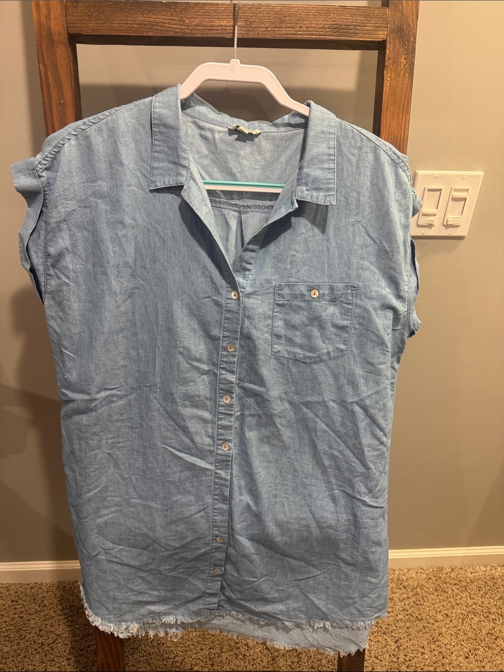 Umgee Light Blue Denim Button-Down Shirt Dress